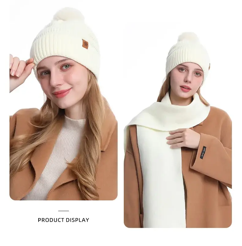 Black Wool Knit Hat with Gloves for Women Winter — feature 26