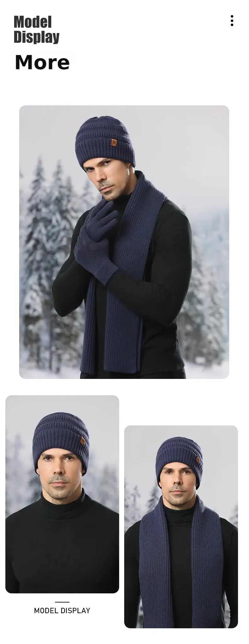 Black Wool Knit Hat with Gloves for Women Winter — feature 27