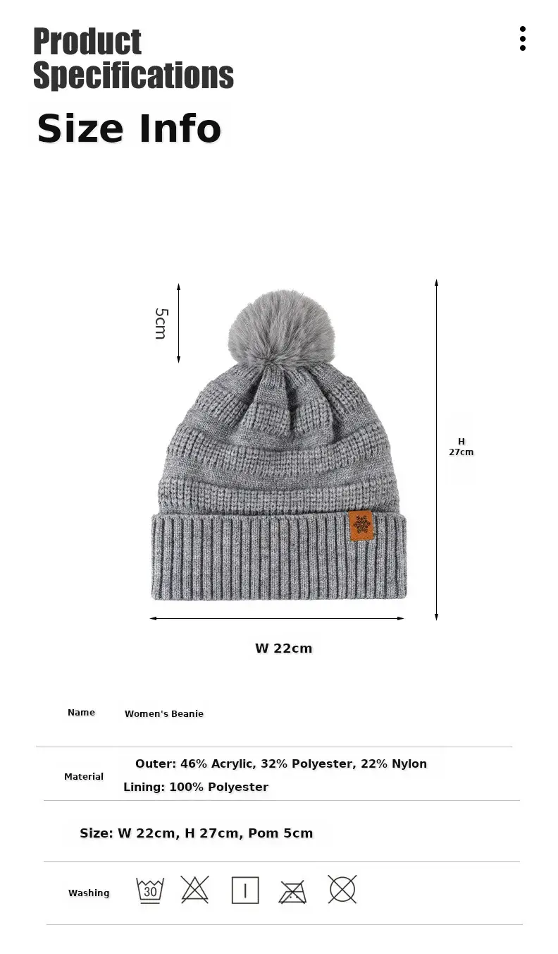 Black Wool Knit Hat with Gloves for Women Winter — feature 4