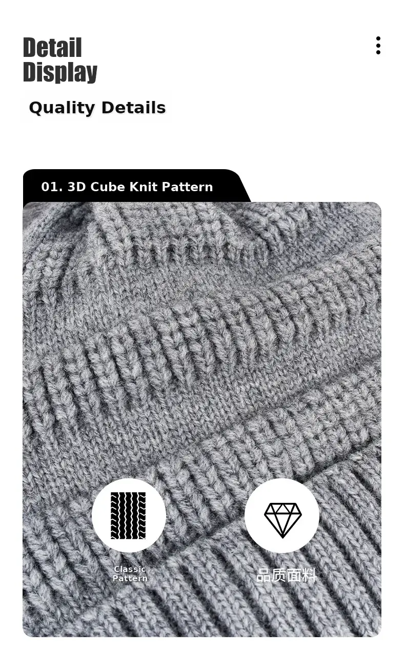 Black Wool Knit Hat with Gloves for Women Winter — feature 7