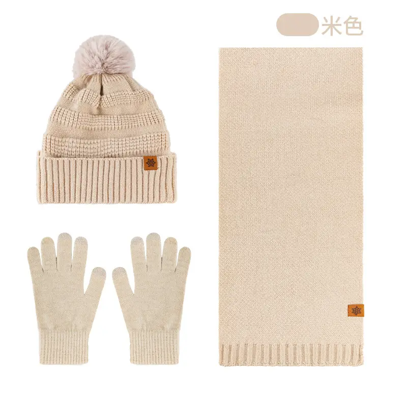 Black Wool Knit Hat with Gloves for Women Winter - Image 12