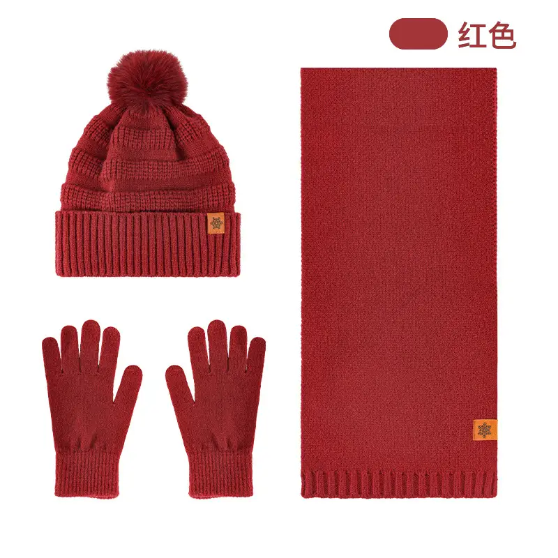 Black Wool Knit Hat with Gloves for Women Winter - Image 13
