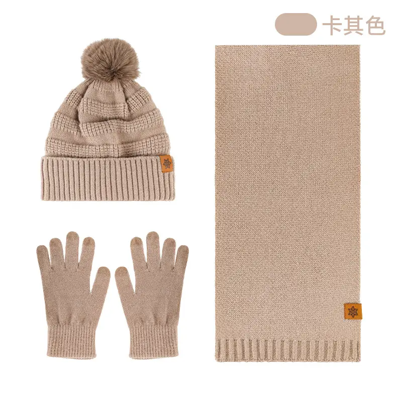 Black Wool Knit Hat with Gloves for Women Winter - Image 14