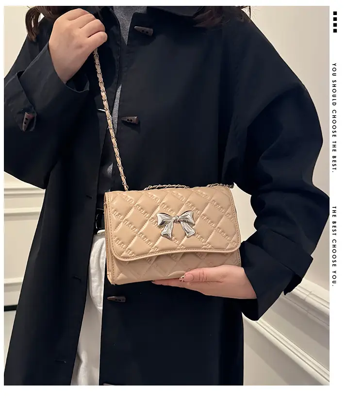 Women's Rhombic Chain Shoulder Bag Tan 2024 — feature 1