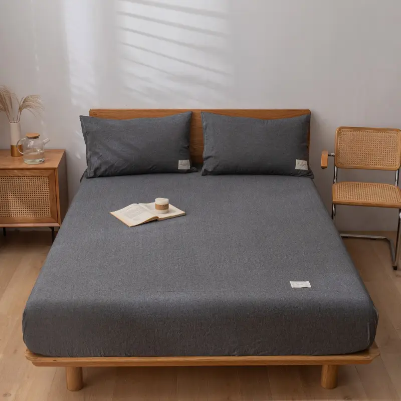 Cross-border Special Bed Cover Non-printed Style Wash Cotton Non-slip Bed Cover Single and Double Mattress Protective Cover Single-piece Bed Cover Bed Cover