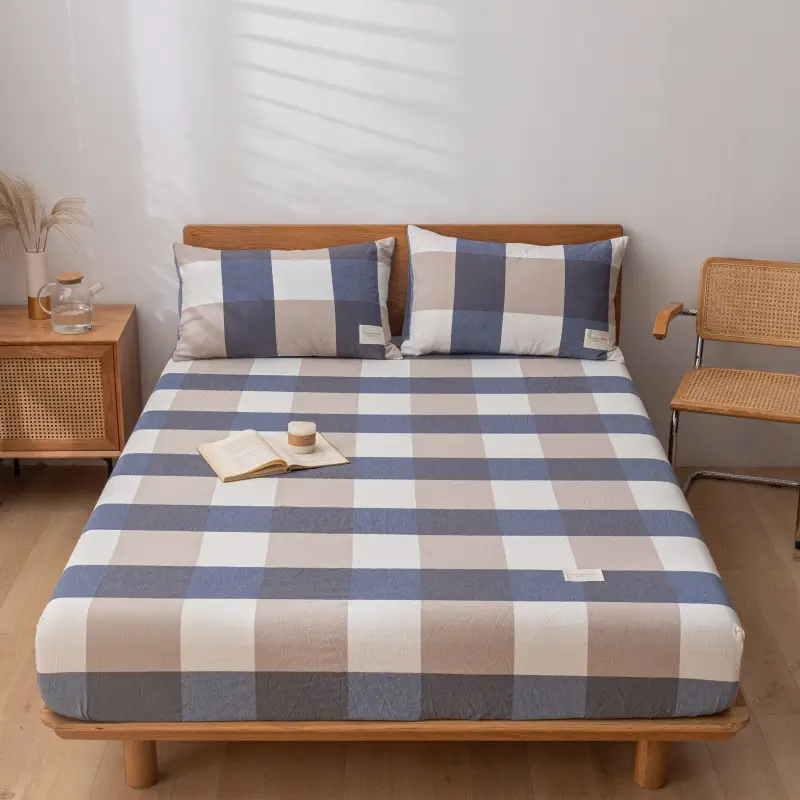 Cross-border Special Bed Cover Non-printed Style Wash Cotton Non-slip Bed Cover Single and Double Mattress Protective Cover Single-piece Bed Cover Bed Cover