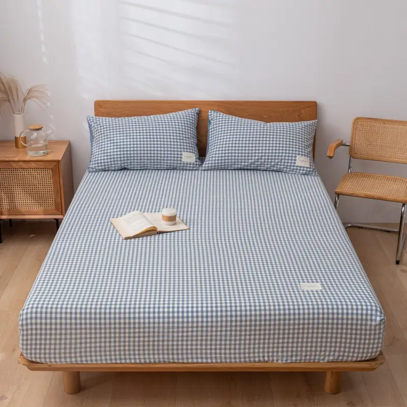 Cross-border Special Bed Cover Non-printed Style Wash Cotton Non-slip Bed Cover Single and Double Mattress Protective Cover Single-piece Bed Cover Bed Cover