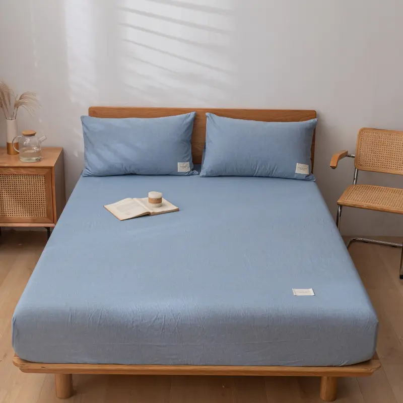 Cross-border Special Bed Cover Non-printed Style Wash Cotton Non-slip Bed Cover Single and Double Mattress Protective Cover Single-piece Bed Cover Bed Cover