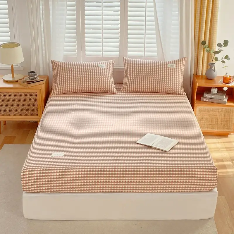 Cross-border Special Bed Cover Non-printed Style Wash Cotton Non-slip Bed Cover Single and Double Mattress Protective Cover Single-piece Bed Cover Bed Cover