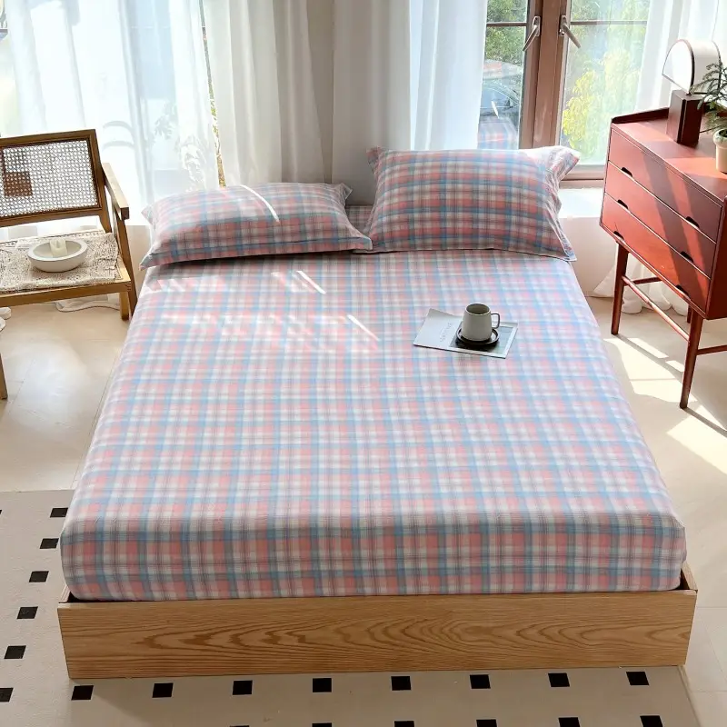 Cross-border Special Bed Cover Non-printed Style Wash Cotton Non-slip Bed Cover Single and Double Mattress Protective Cover Single-piece Bed Cover Bed Cover