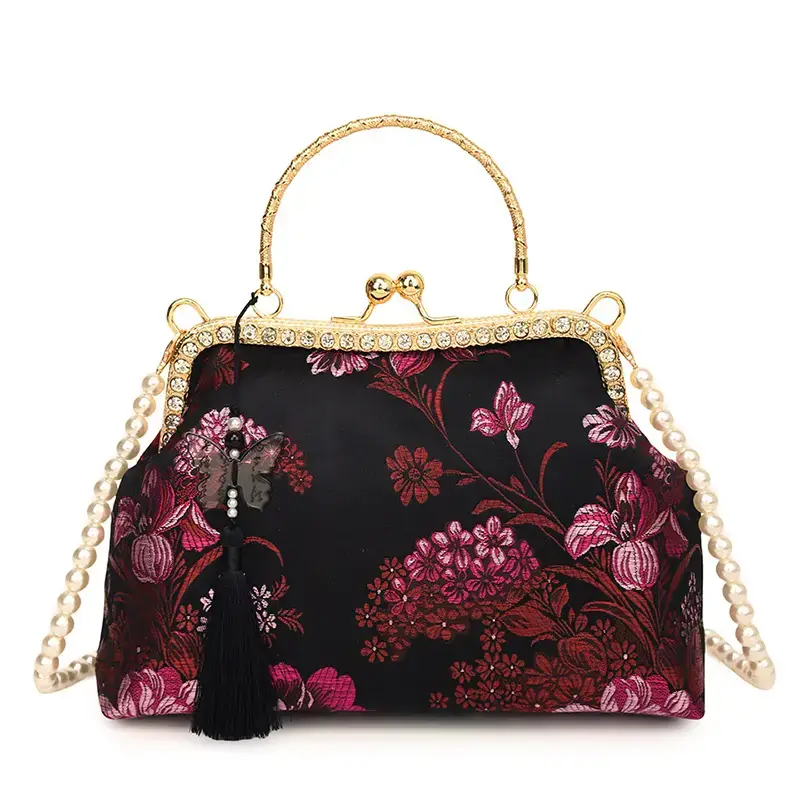 Autumn Embroidered Handbags for Women Pearl Shoulder Bag