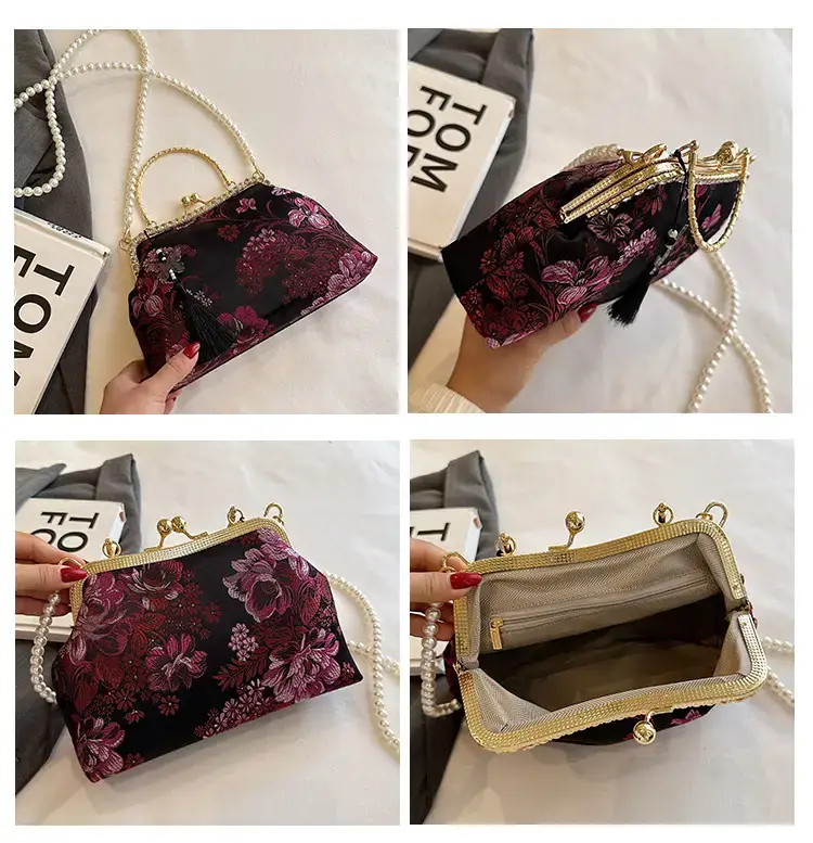 Autumn Embroidered Handbags for Women Pearl Shoulder Bag — feature 12