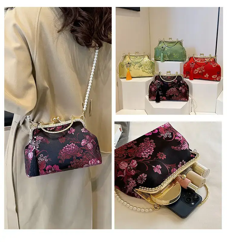 Autumn Embroidered Handbags for Women Pearl Shoulder Bag — feature 13