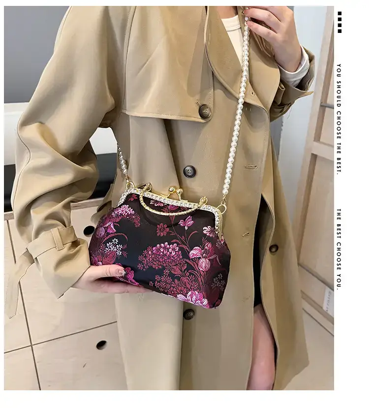 Autumn Embroidered Handbags for Women Pearl Shoulder Bag — feature 2