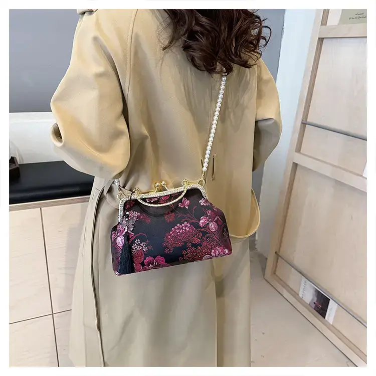 Autumn Embroidered Handbags for Women Pearl Shoulder Bag — feature 32
