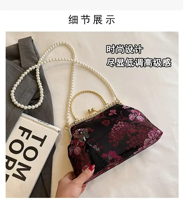 Autumn Embroidered Handbags for Women Pearl Shoulder Bag — feature 4