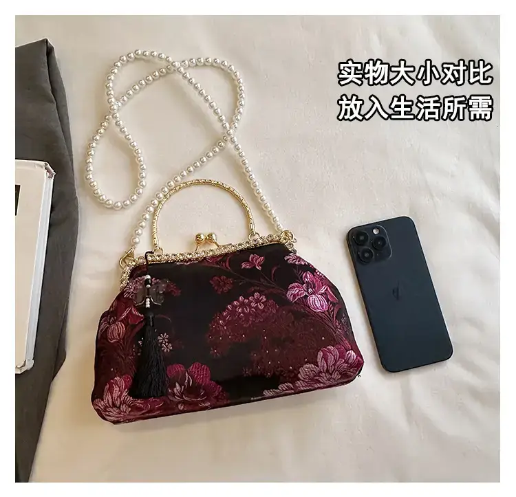 Autumn Embroidered Handbags for Women Pearl Shoulder Bag — feature 6