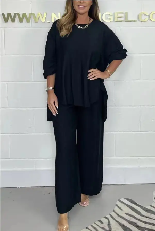 2026 Cross-Border Hot-Selling Satin High-Waisted Top and Pants Set Plus-Size Women's Clothing Summer Amazon Independent Site — feature 9