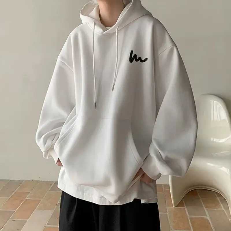 Men Heavy Hooded Sweatshirt Fleece Lined Maroon Retro Loose Oversize — feature 14