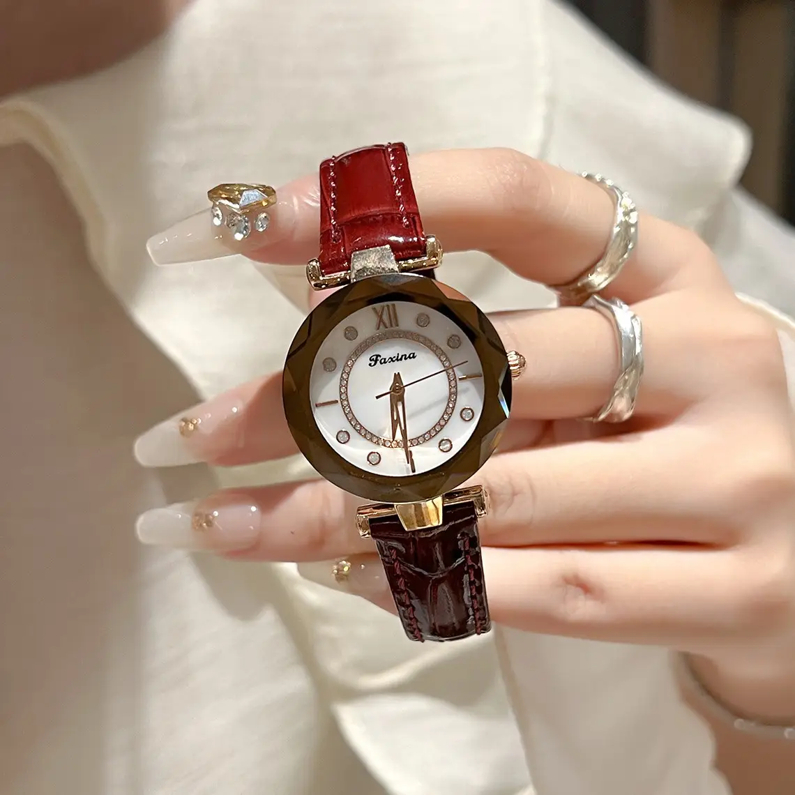 Women's Rhombus Watch Waterproof Black Strap - Image 7