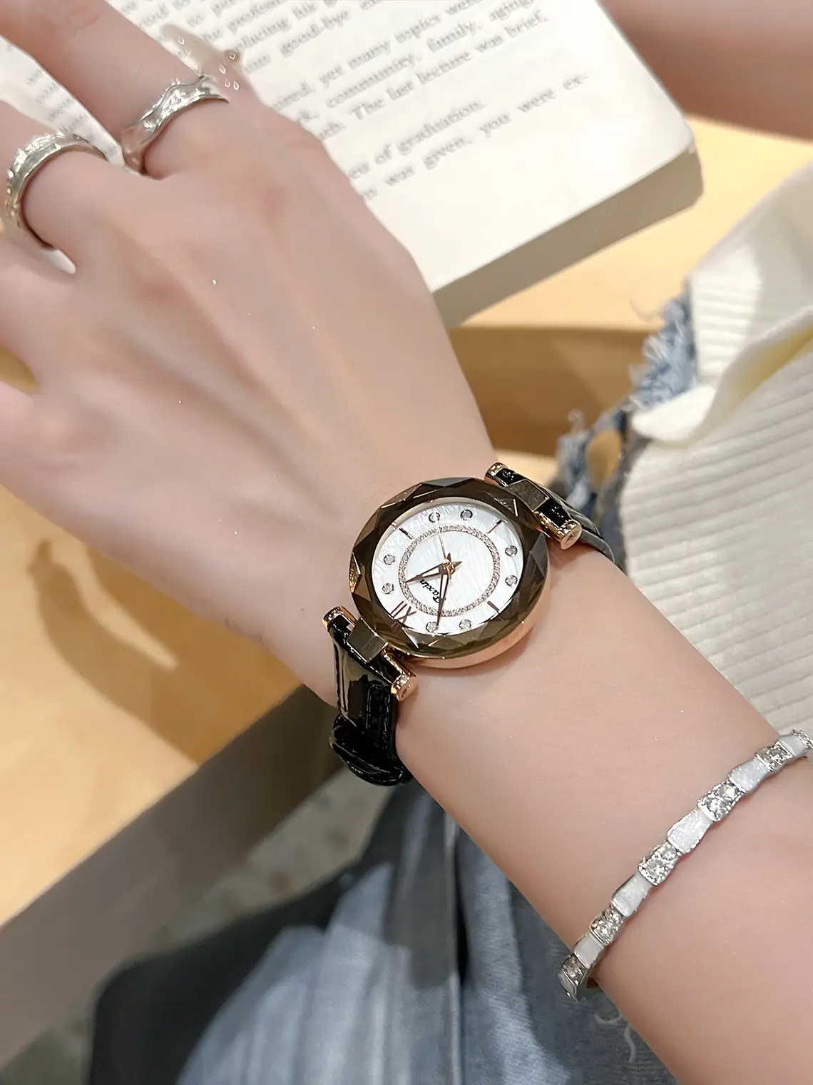 Women's Rhombus Watch Waterproof Black Strap — feature 6