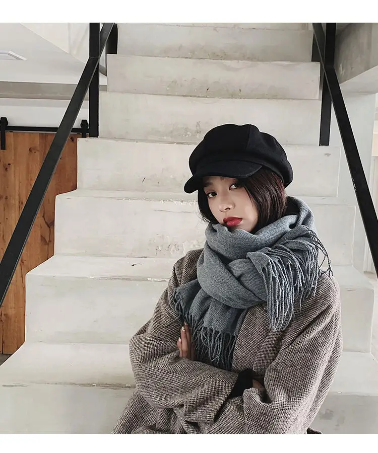 Women Woolen Beret Cap Winter Autumn Solid Color — feature 16