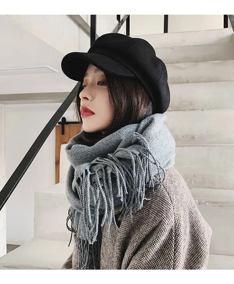 Women Woolen Beret Cap Winter Autumn Solid Color — feature 17