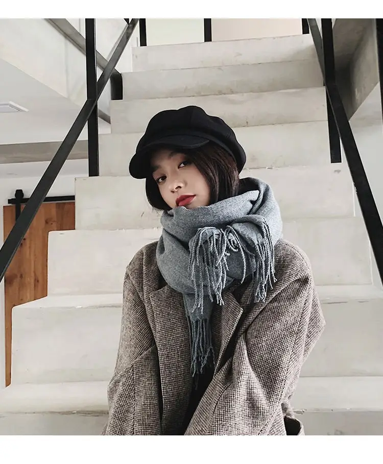 Women Woolen Beret Cap Winter Autumn Solid Color — feature 19
