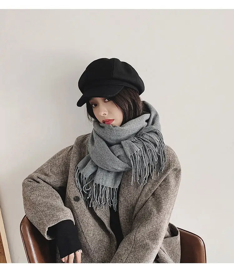 Women Woolen Beret Cap Winter Autumn Solid Color — feature 20