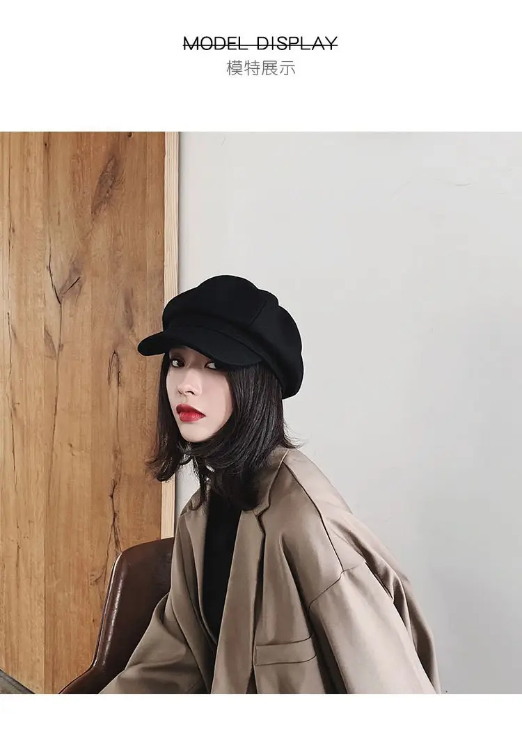 Women Woolen Beret Cap Winter Autumn Solid Color — feature 6