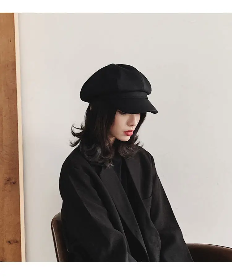 Women Woolen Beret Cap Winter Autumn Solid Color — feature 7