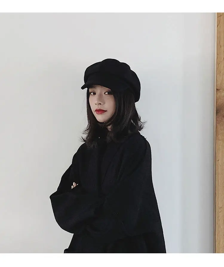 Women Woolen Beret Cap Winter Autumn Solid Color — feature 8