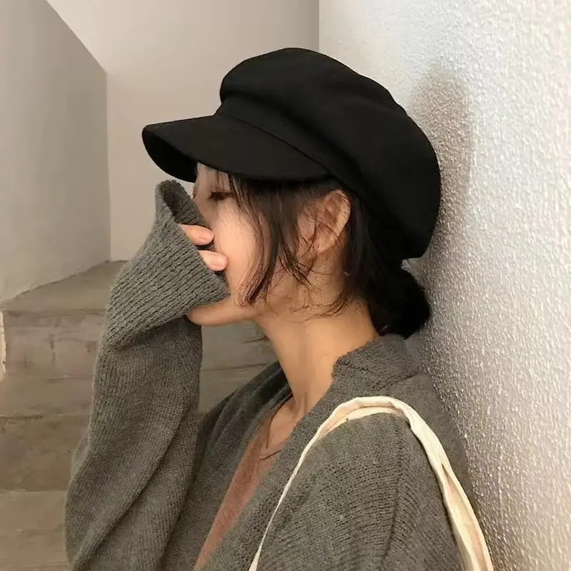 Women Woolen Beret Cap Winter Autumn Solid Color - Image 2