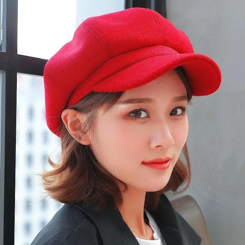 Women Woolen Beret Cap Winter Autumn Solid Color - Image 3