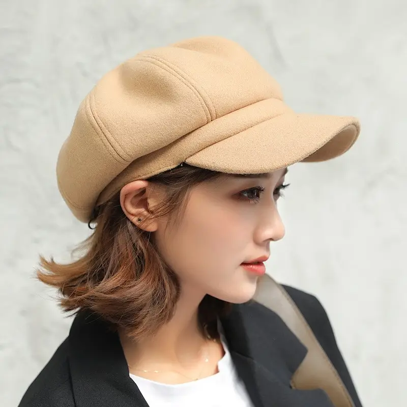 Women Woolen Beret Cap Winter Autumn Solid Color - Image 4