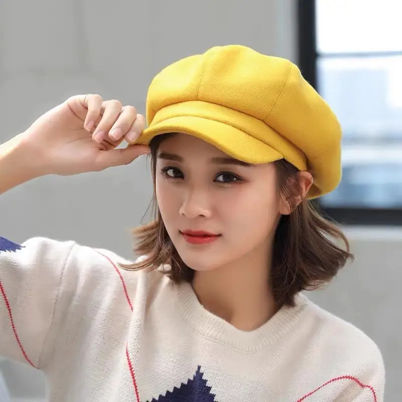 Women Woolen Beret Cap Winter Autumn Solid Color - Image 5