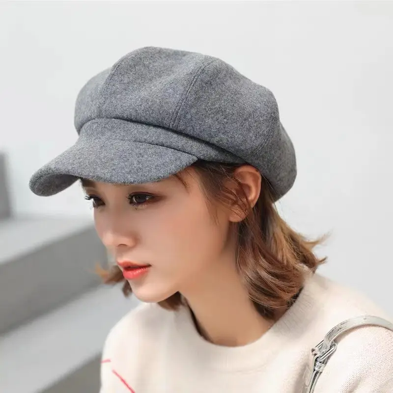 Women Woolen Beret Cap Winter Autumn Solid Color - Image 6