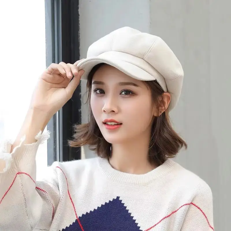 Women Woolen Beret Cap Winter Autumn Solid Color - Image 7
