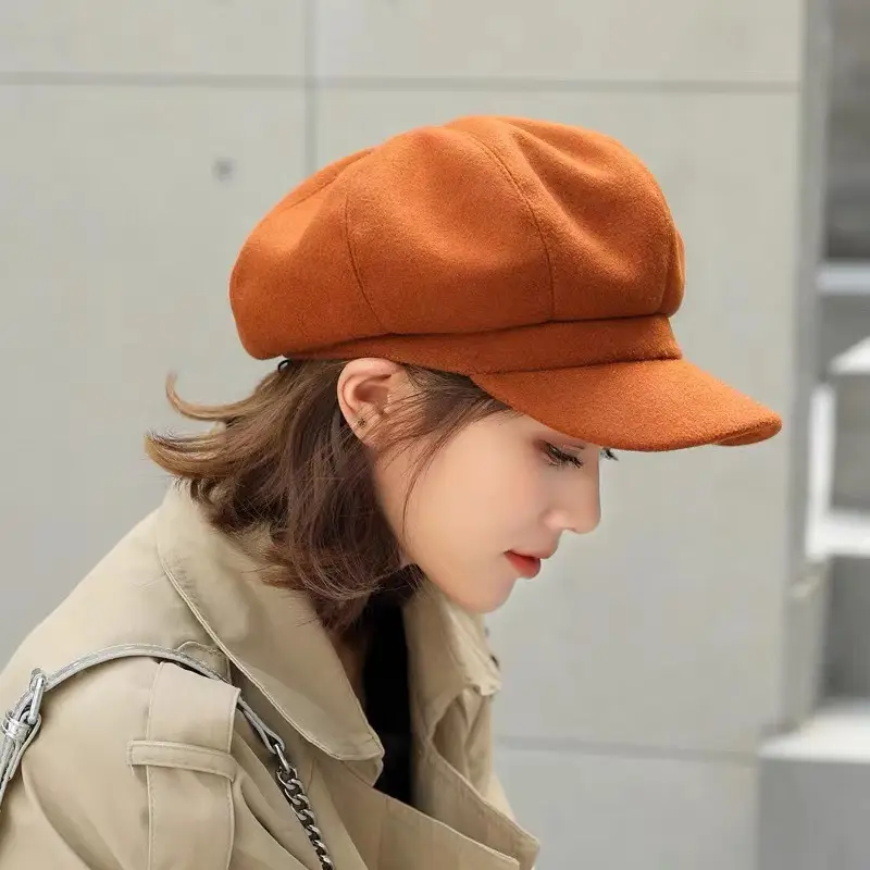 Women Woolen Beret Cap Winter Autumn Solid Color - Image 8