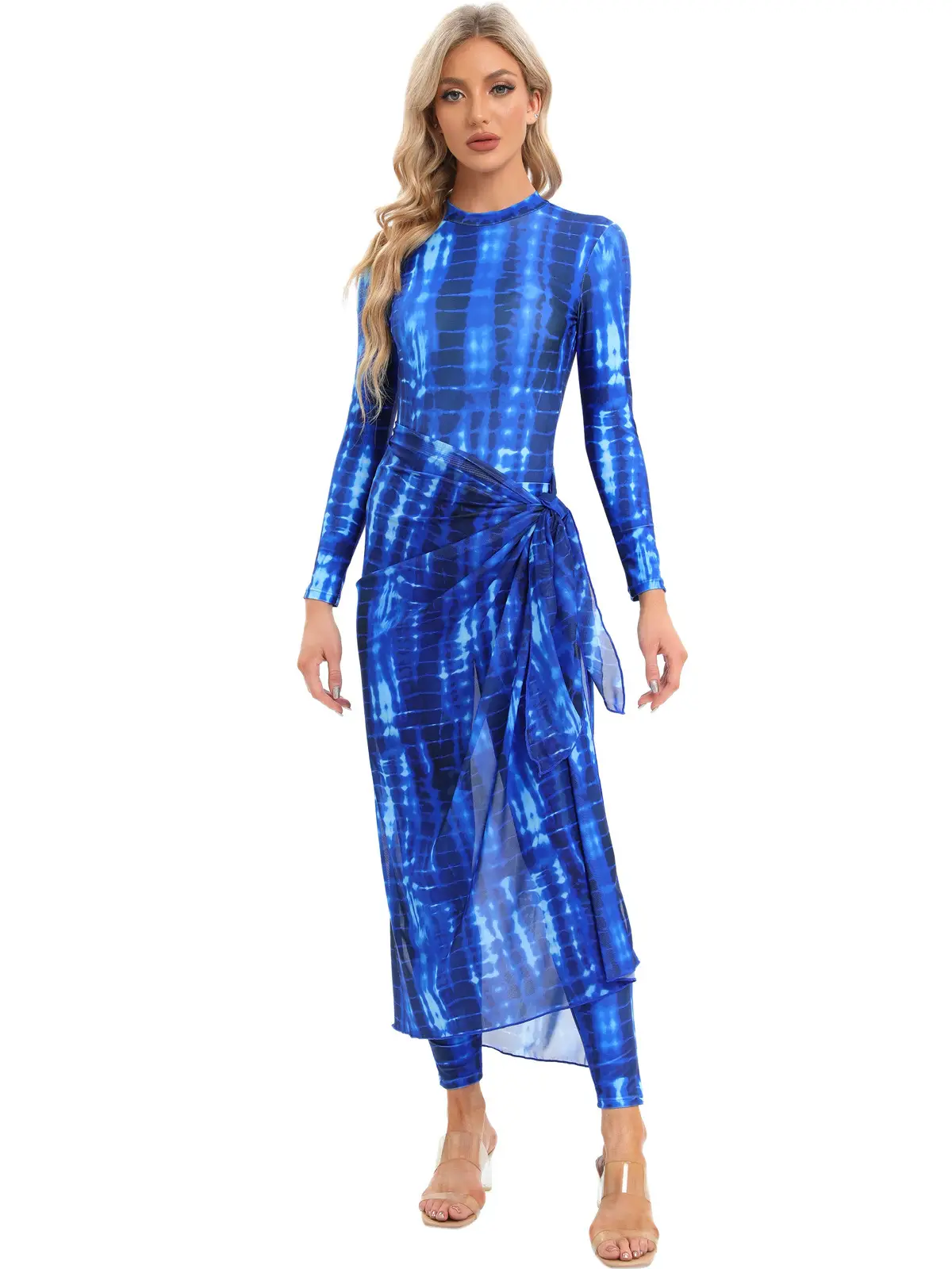 Muslim Printed 3-Piece Swimsuit Set with Scarf - Image 5