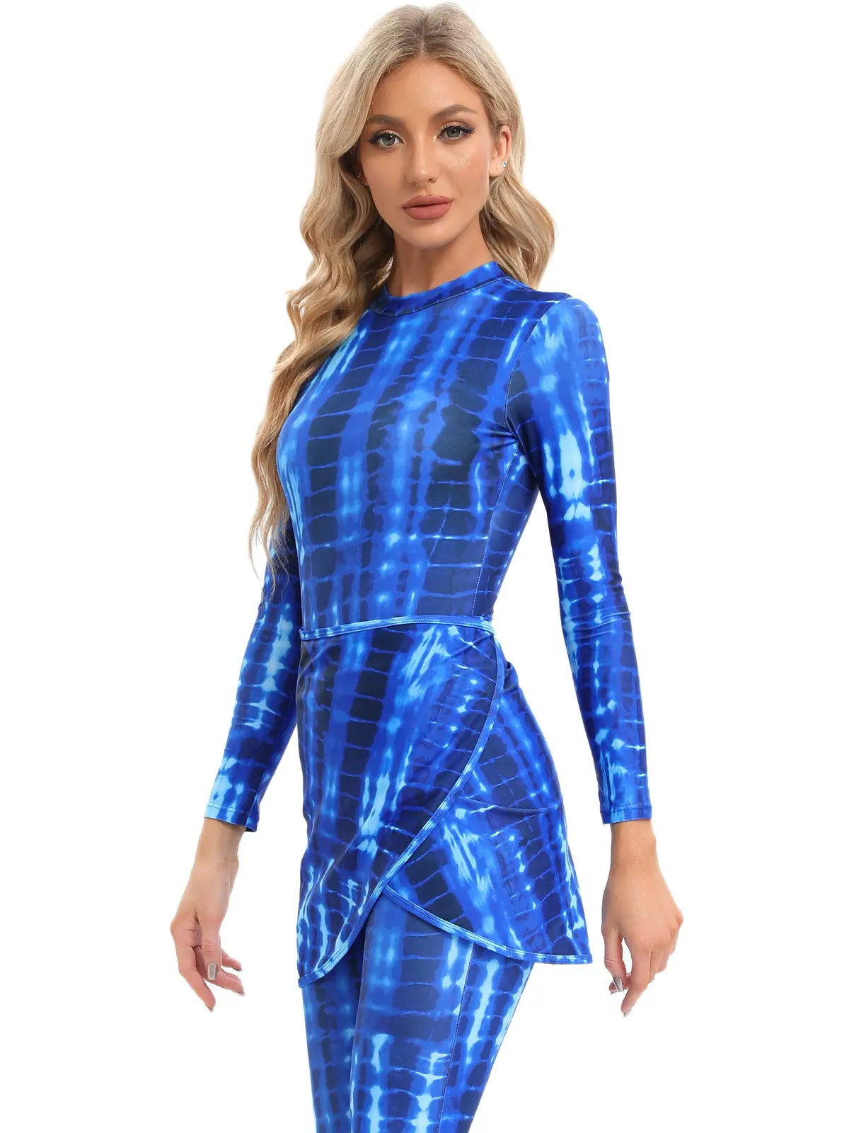 Muslim Printed 3-Piece Swimsuit Set with Scarf — feature 11