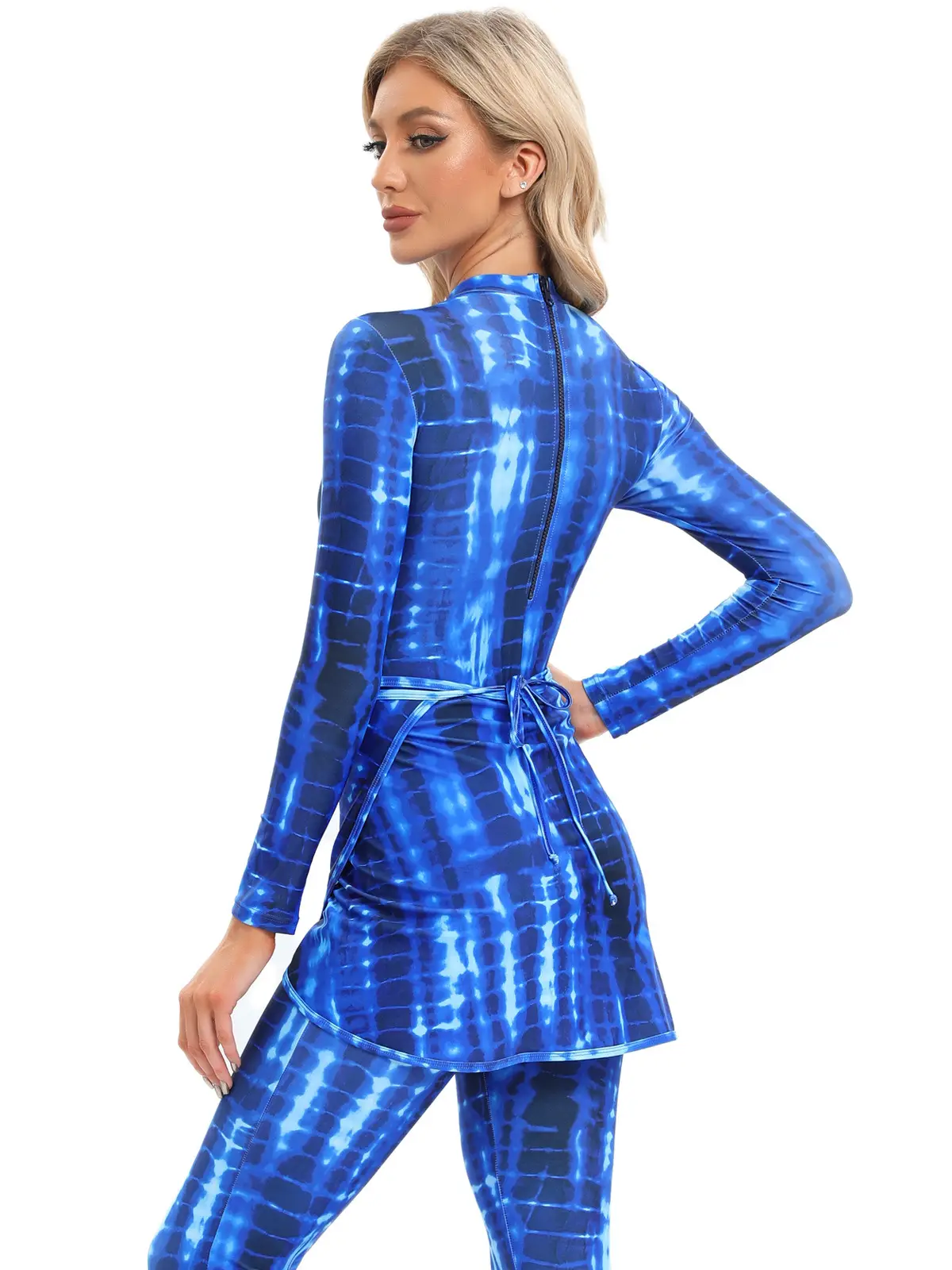 Muslim Printed 3-Piece Swimsuit Set with Scarf — feature 12