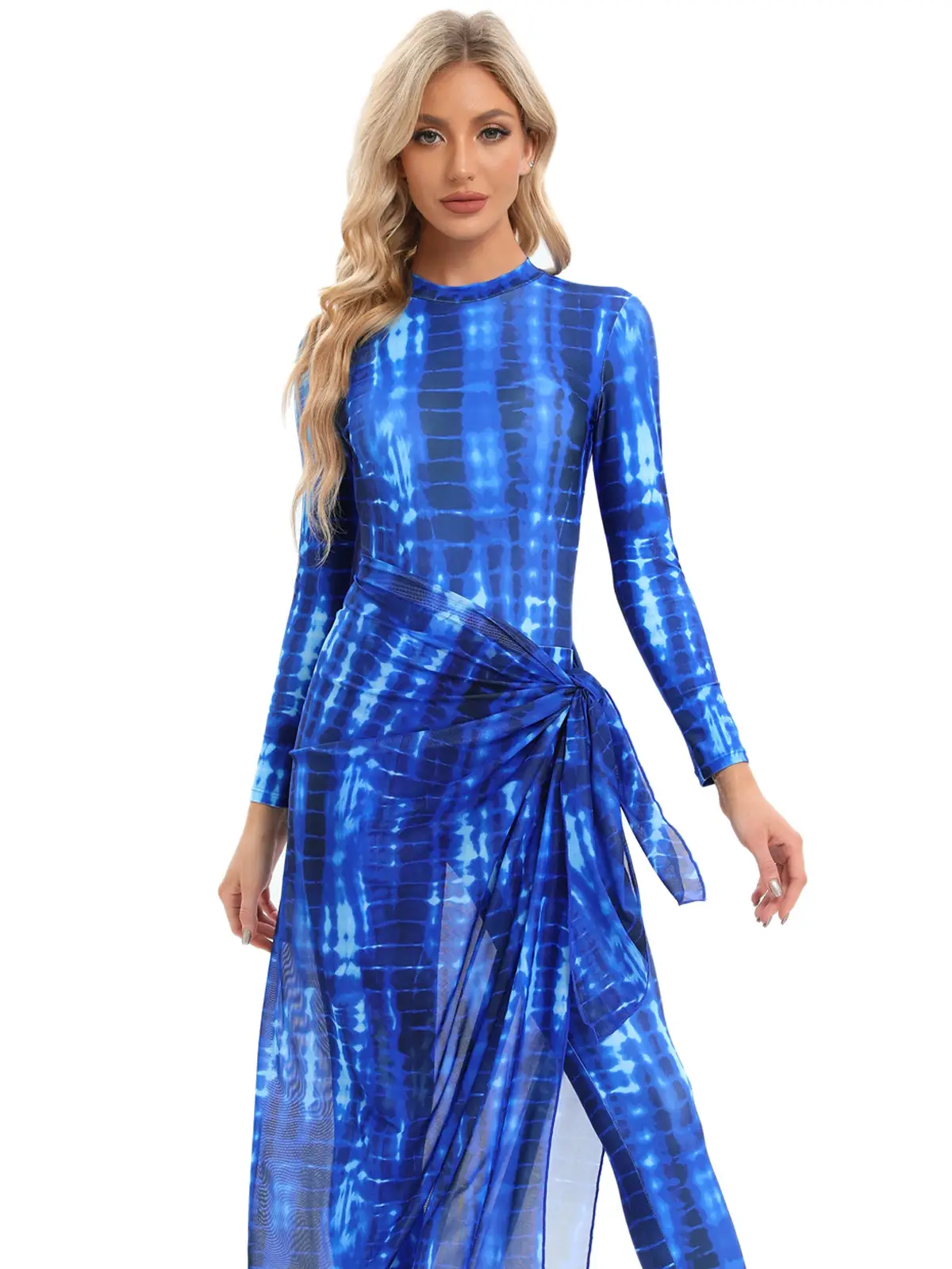 Muslim Printed 3-Piece Swimsuit Set with Scarf — feature 13
