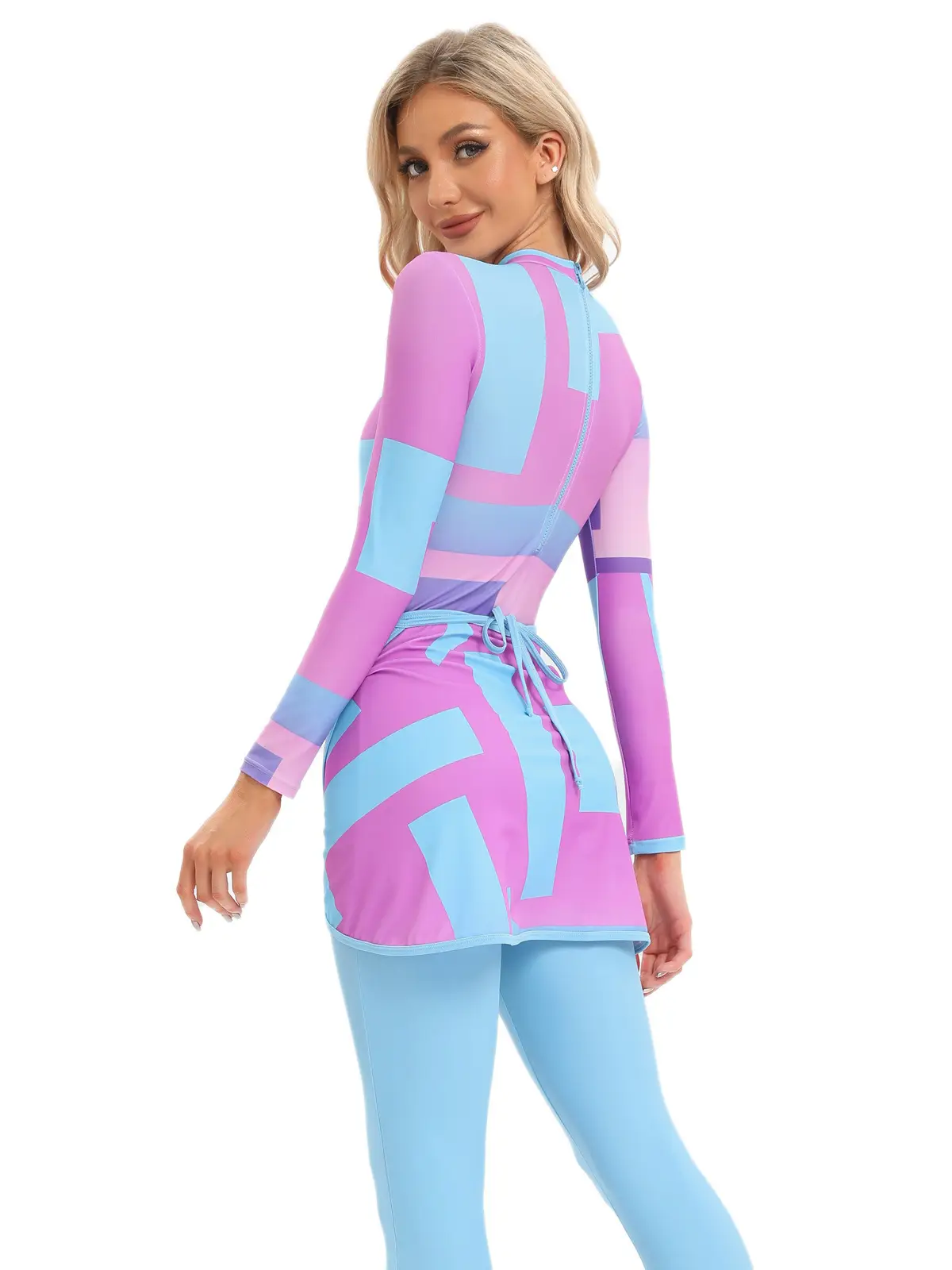 Muslim Printed 3-Piece Swimsuit Set with Scarf — feature 21