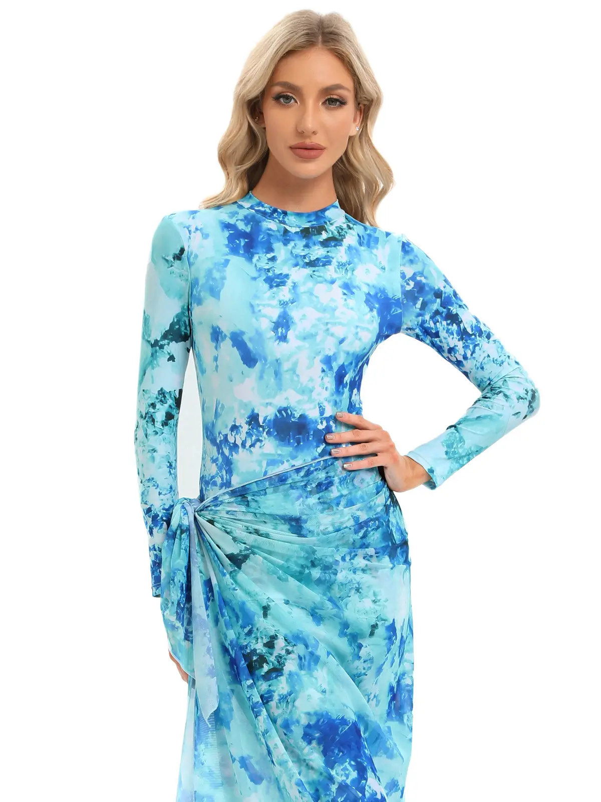 Muslim Printed 3-Piece Swimsuit Set with Scarf — feature 6