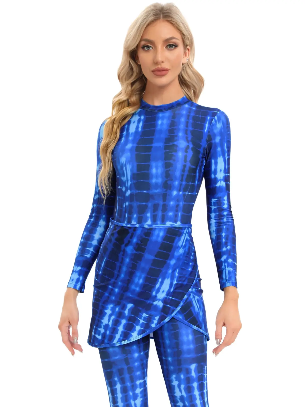 Muslim Printed 3-Piece Swimsuit Set with Scarf — feature 8