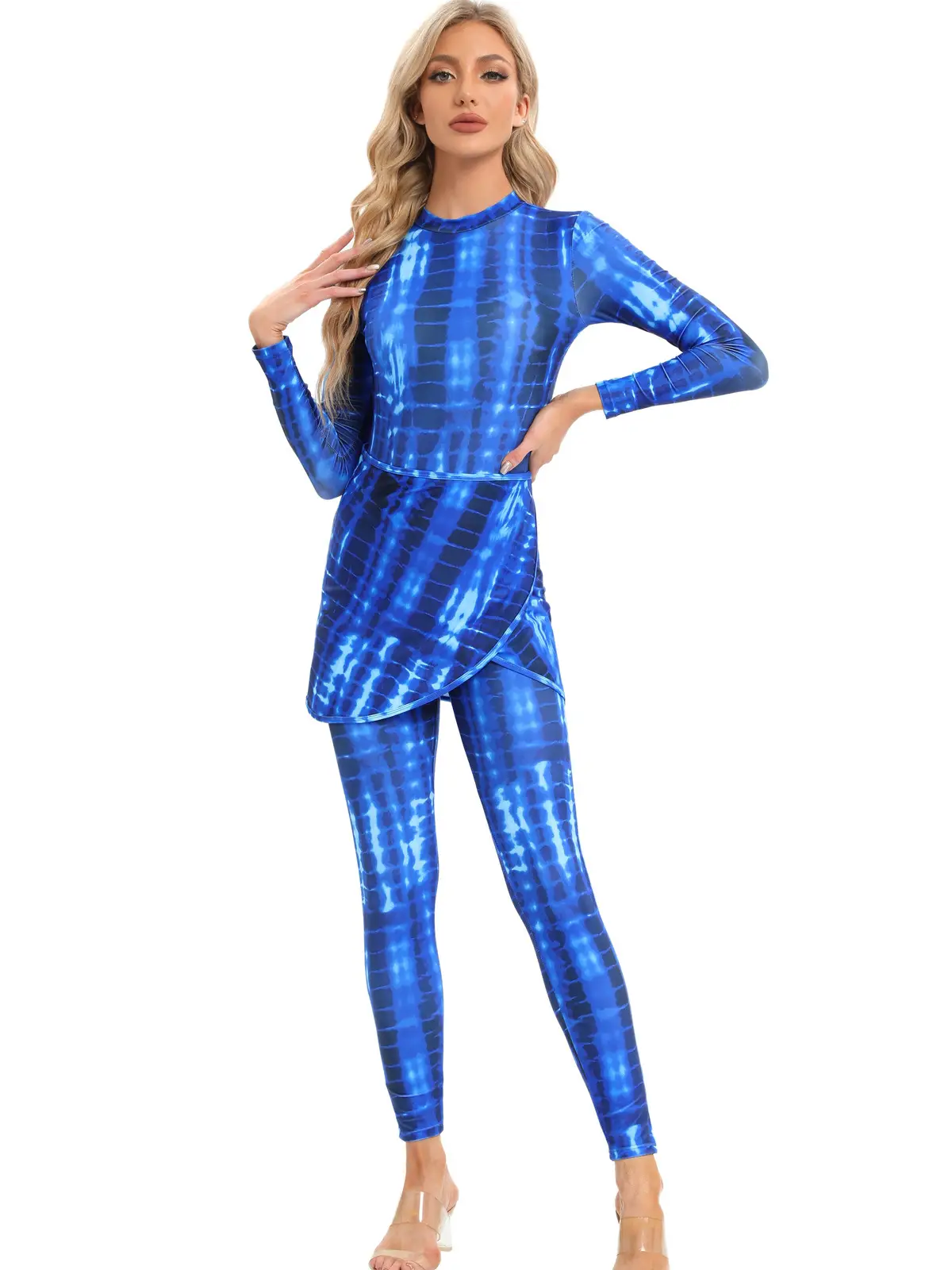 Muslim Printed 3-Piece Swimsuit Set with Scarf — feature 9