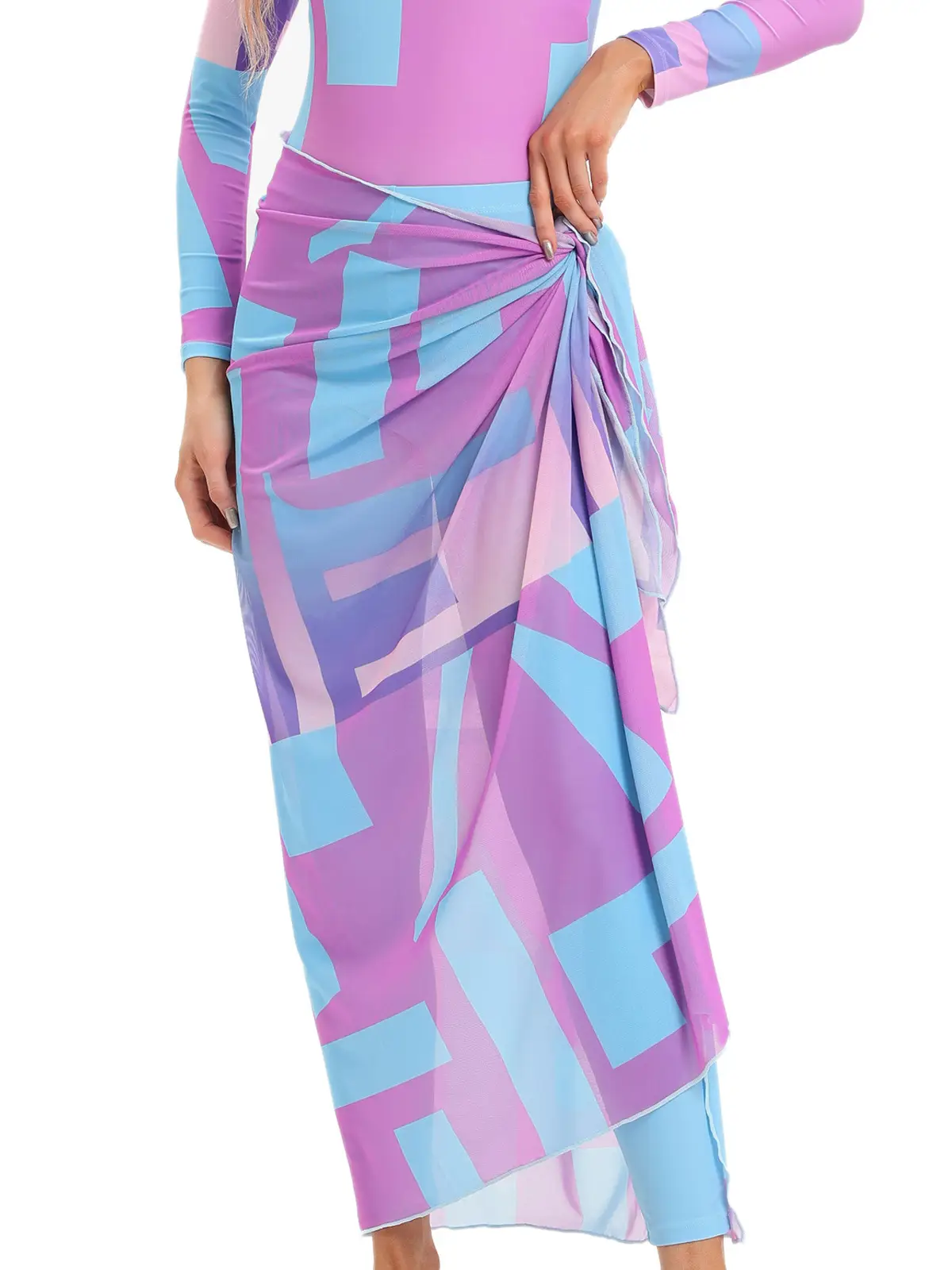Muslim Printed 3-Piece Swimsuit Set with Scarf - Image 2