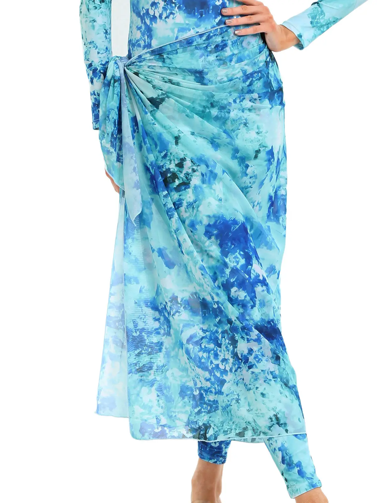 Muslim Printed 3-Piece Swimsuit Set with Scarf - Image 3