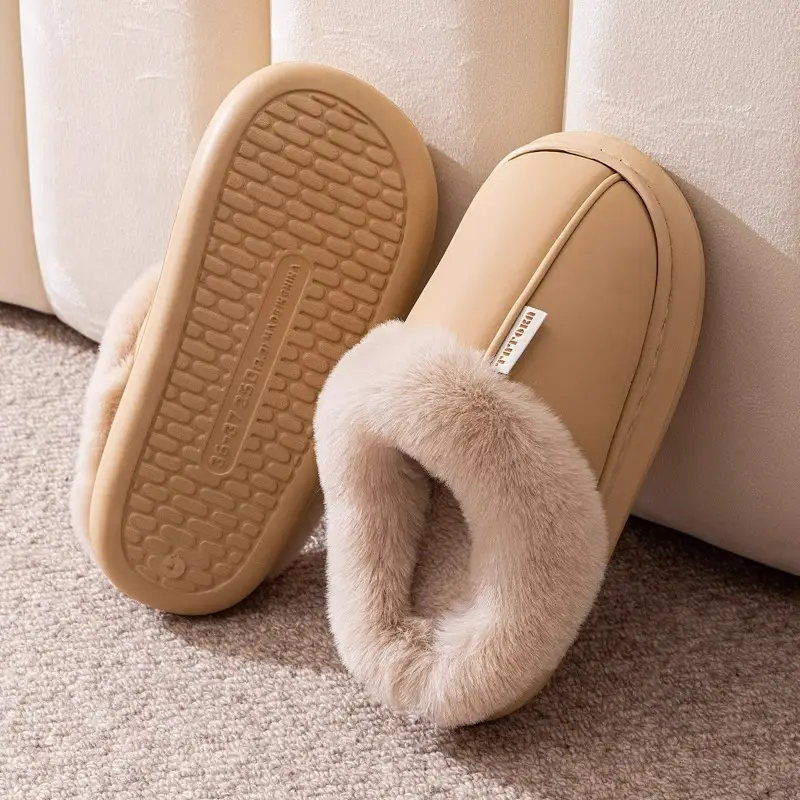 2025 New Cotton Slippers for Girls Autumn and Winter Waterproof Warmth Plus Velvet Casual Couple Home Stuffed Slippers for Men
